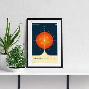 Deep Space Atomic Clock poster in orange