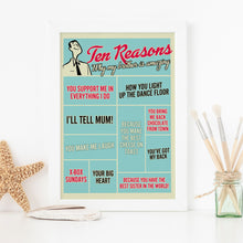 Ten reasons why my brother is amazing, personalised print