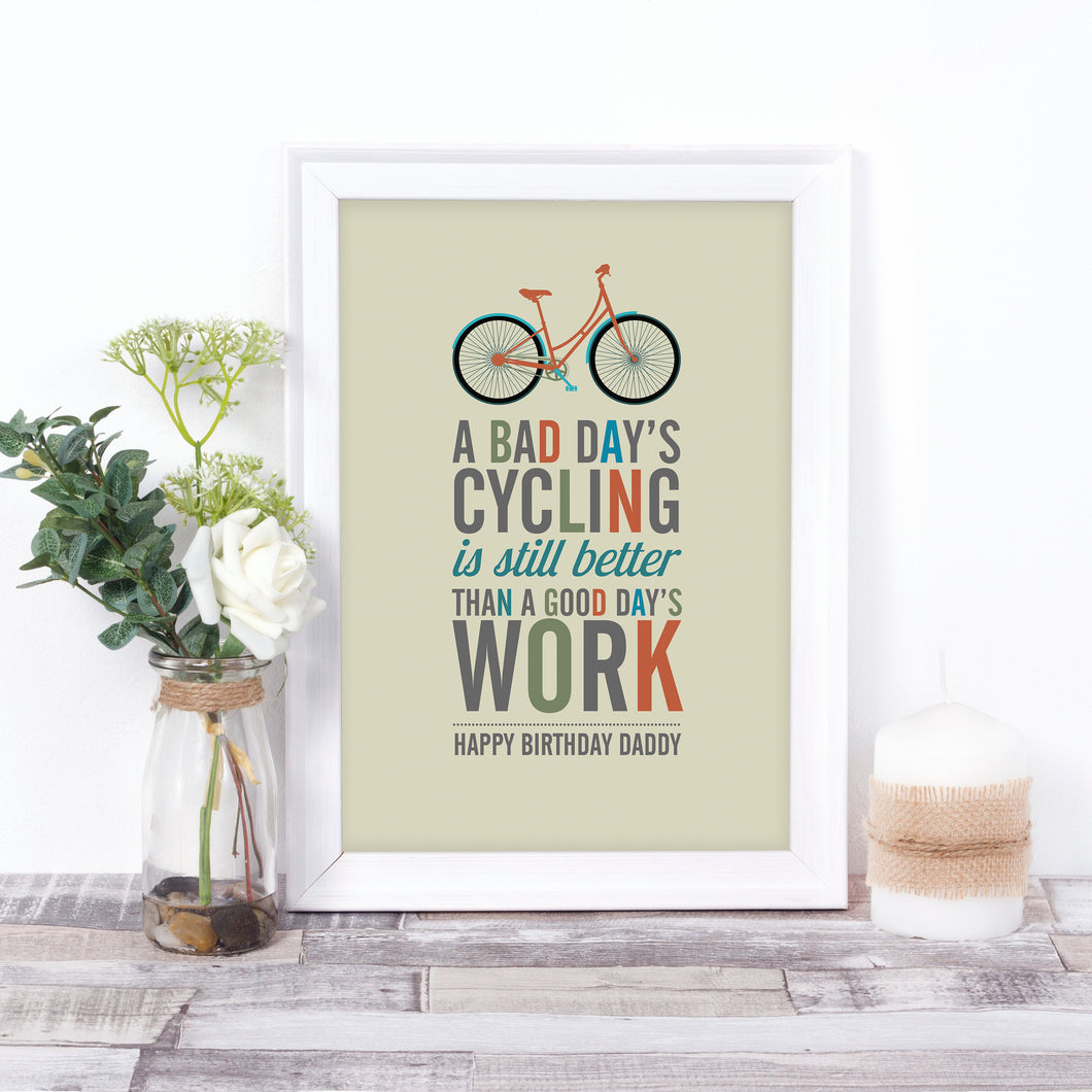 Retro-style cycling quote print. Bike print. A great gift for cyclists.