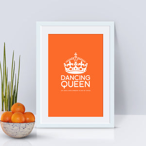 Personalised Dancing Queen art print available in any colour.