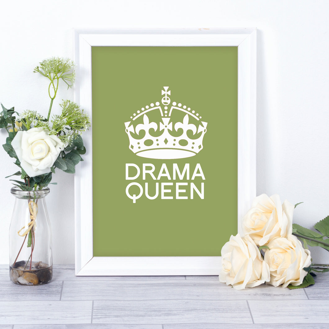 Personalised Drama Queen art print available in any colour.