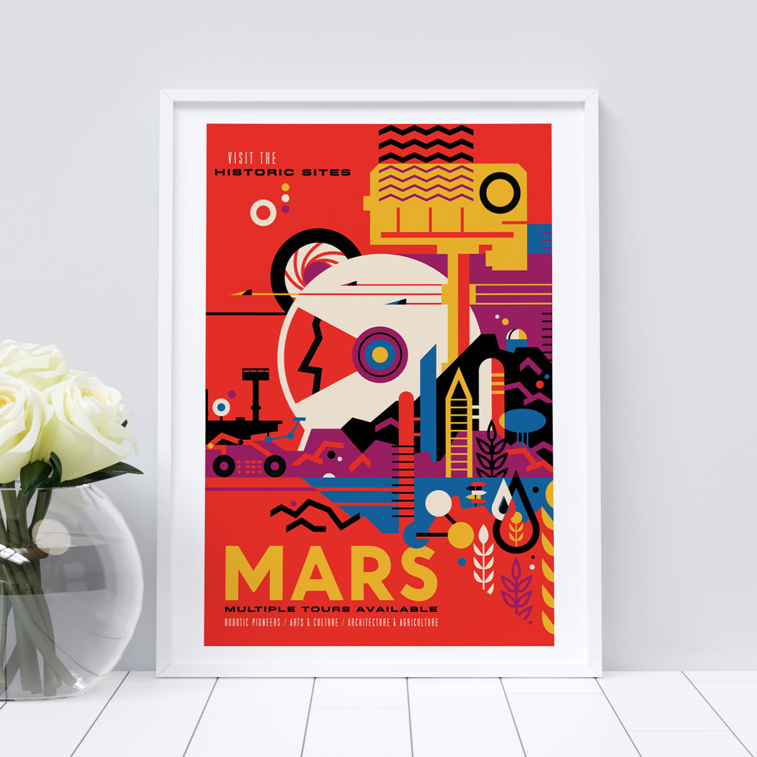 Mars vintage-style travel poster