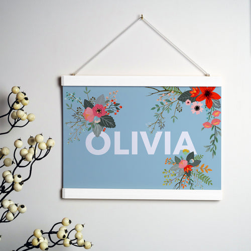 Personalised Floral Print With Hanging Frame