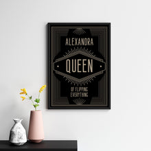 Personalised queen of flipping everything print