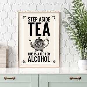 Step aside tea, this is a job for alcohol, retro-style print