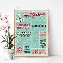 Ten Reasons Why Dad Is Amazing - personalised birthday or Christmas gift for dad