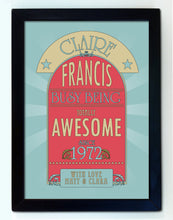 Personalised Awesome retro style birthday print