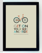 Get on Your Bike and Ride personalised art print. Bike print. Cycling quote. Cycling gift.